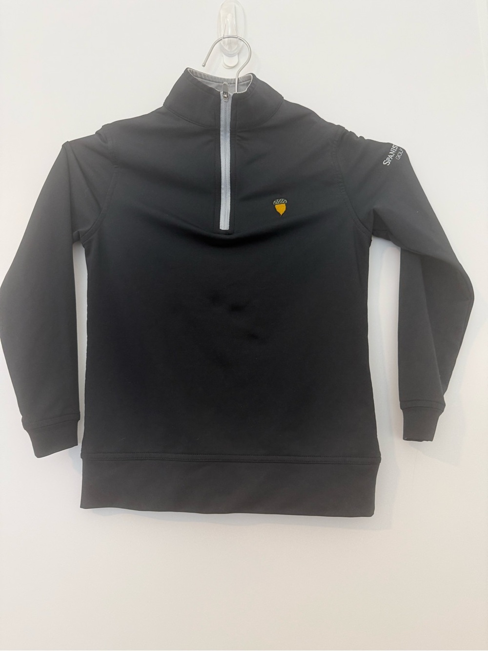 Peter Millar Black Quarter-Zip Pullover with Gray Trim and Yellow Emblem